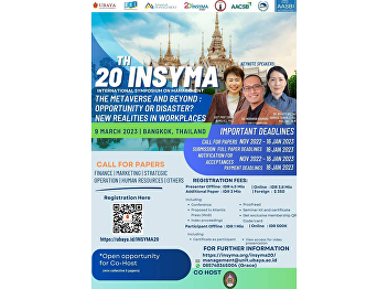 College of Politics and Governance Suan
Sunandha Rajabhat University will
co-host The 20th INSYMA International
Symposium on Management 
