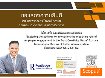 Congratulations to Assistant Professor
Police Lieutenant Colonel Dr. Waiphot
Kulachai, Deputy Dean for Research and
Academic Services College of Politics
and Government that have been published,
published academic articles.
