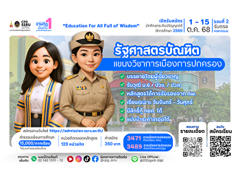 เปิดรับสมัครนักศึกษาใหม่
หลักสูตรรัฐศาสตรบัณฑิต
แขนงวิชาการเมืองการปกครอง