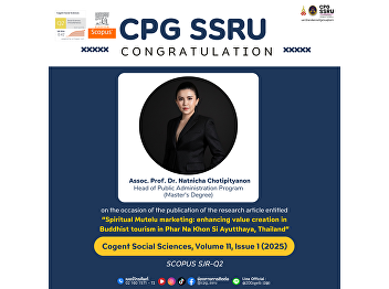 The College of Politics and Government
extends its congratulations to Associate
Professor Dr. Nattanicha Chotipitayanan
on the occasion of having her research
article published in an international
journal.