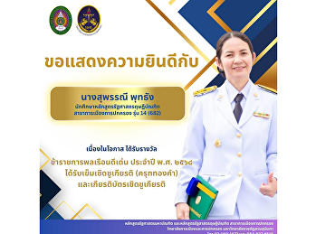 The Doctor of Political Science Program
at Suan Sunandha Rajabhat University
congratulates Mrs. Supannee Puttang, a
doctoral student from Cohort 14